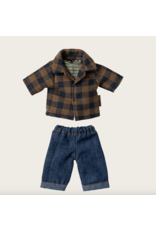 Maileg Brown checked shirt and pants Dad mouse