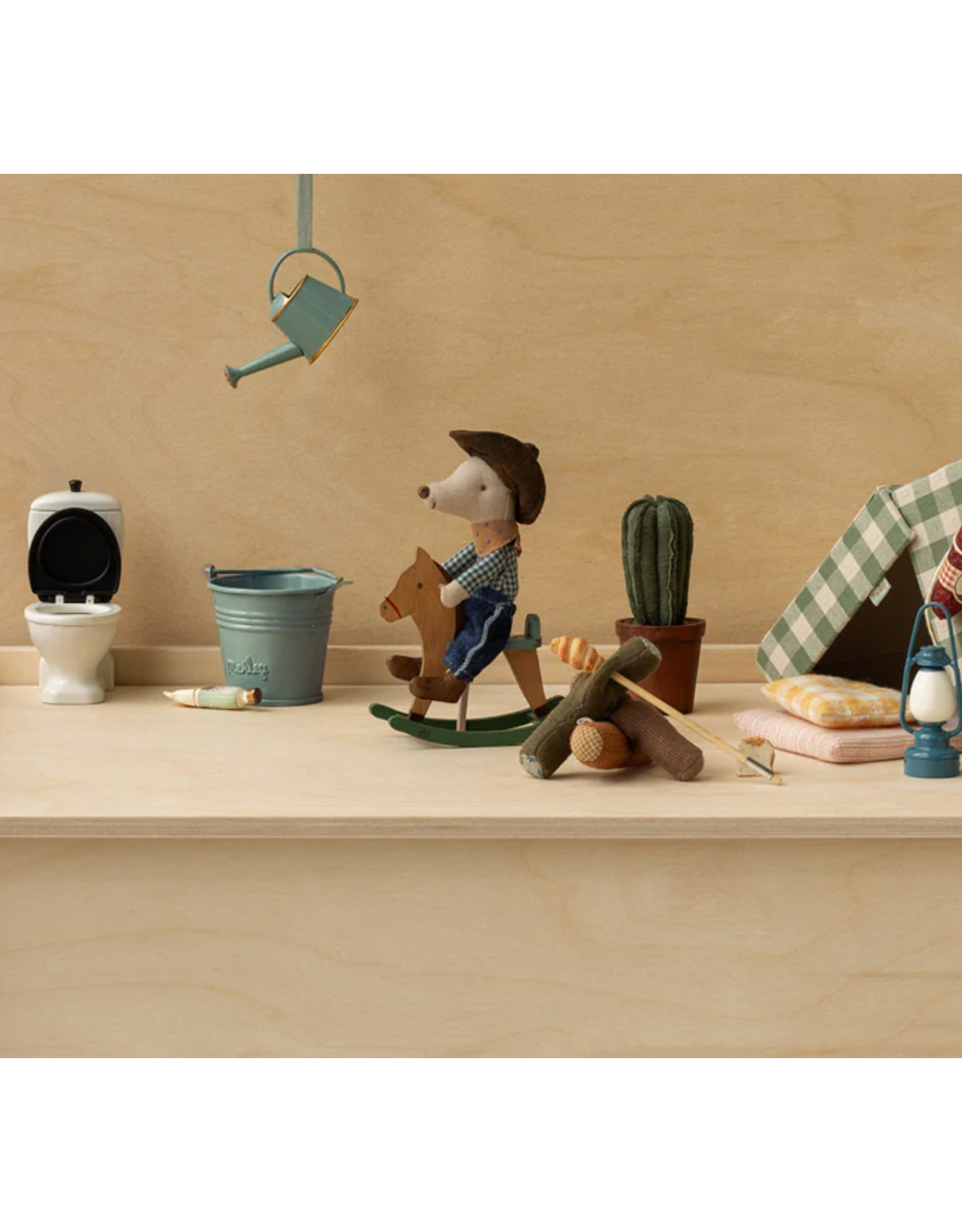 Maileg Cowboy mouse on rocking horse Little brother