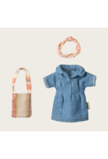 Maileg Denim dress and bag Mum mouse