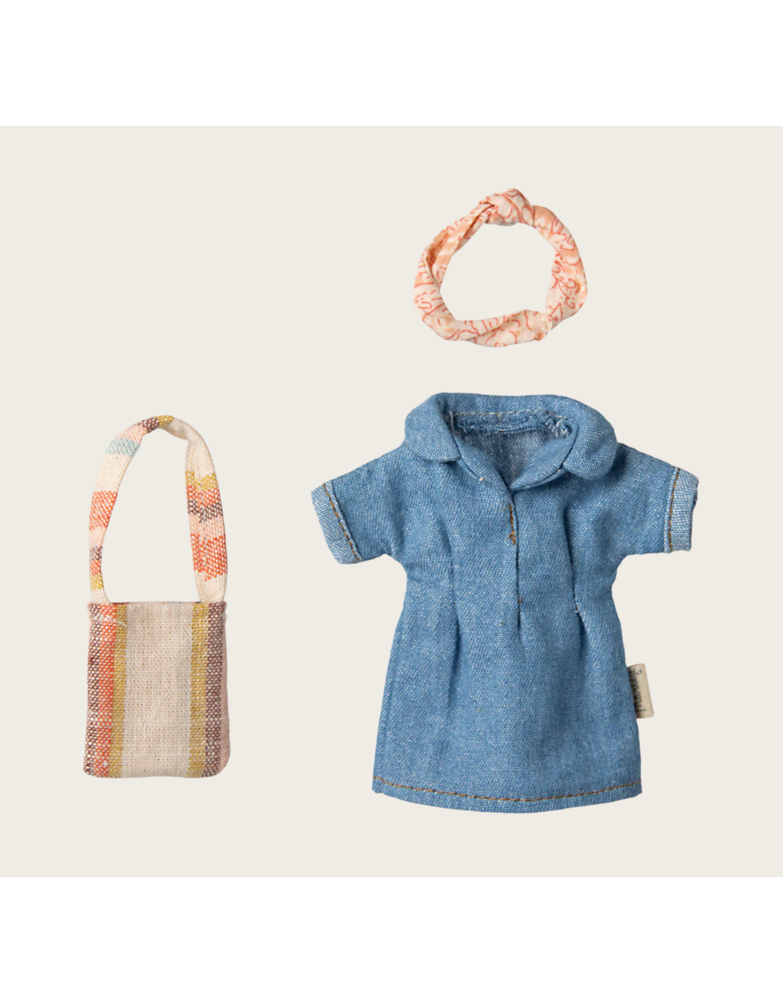Maileg Denim dress and bag Mum mouse