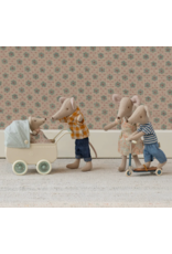 Maileg Pram with baby mouse Mint