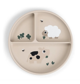 Done by Deer Stick&Stay compartment plate Tiny farm Sand