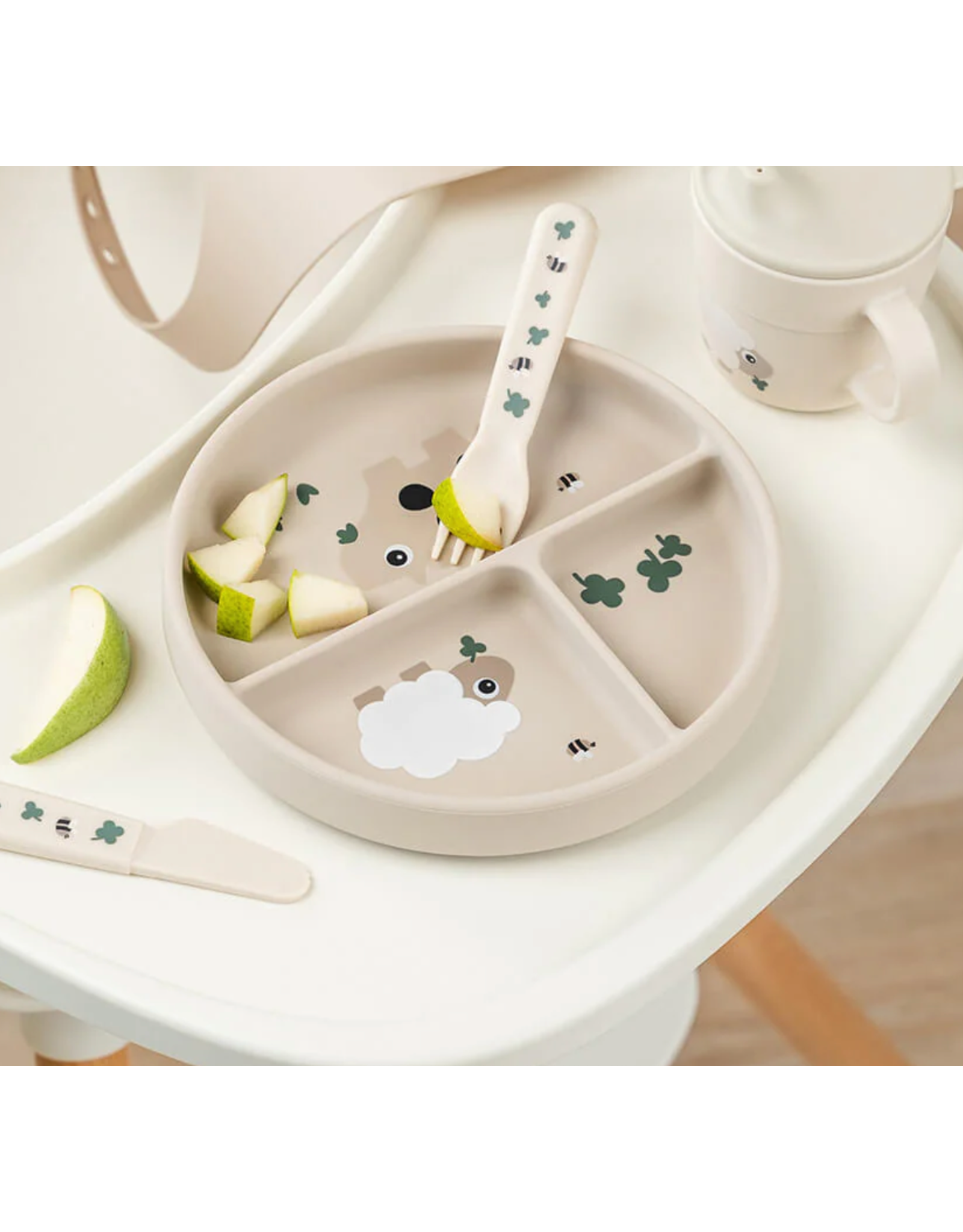 Done by Deer Stick&Stay compartment plate Tiny farm Sand