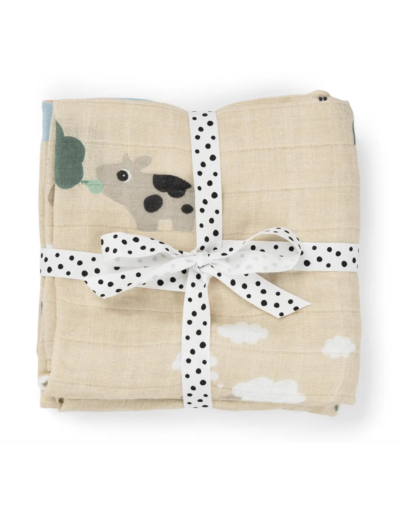 Done by Deer Burp cloth 2-pack Tiny farm Sand