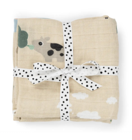 Done by Deer Burp cloth 2-pack Tiny farm Sand