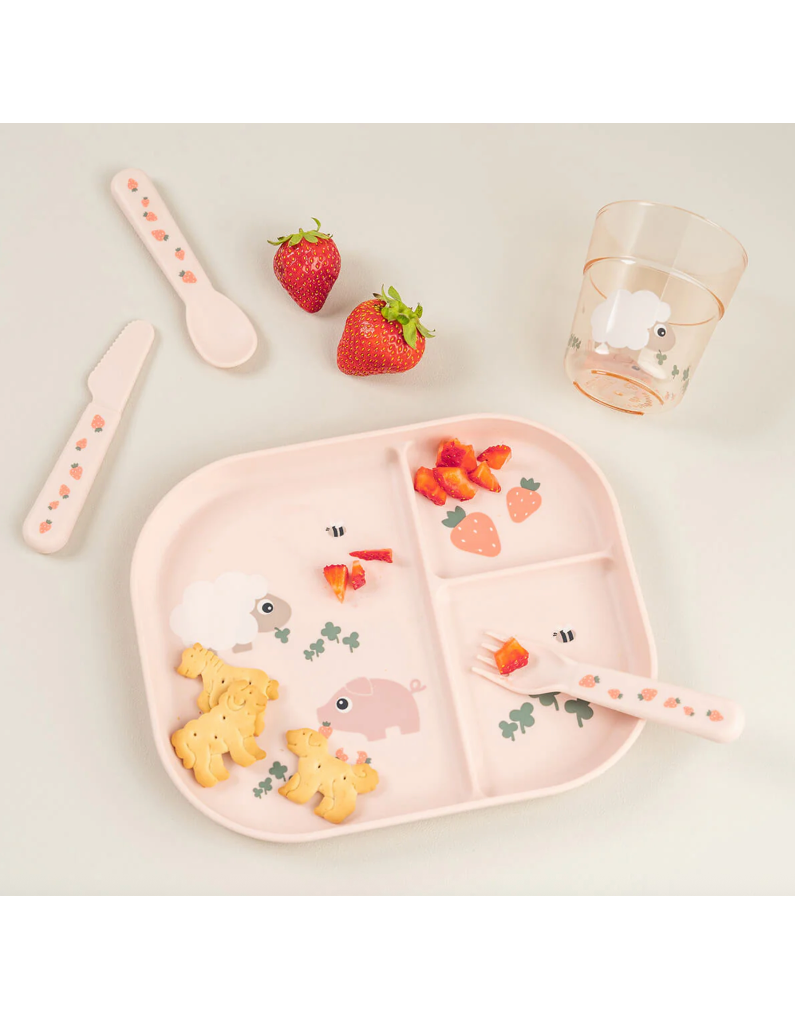 Done by Deer Foodie compartment plate Tiny farm Powder