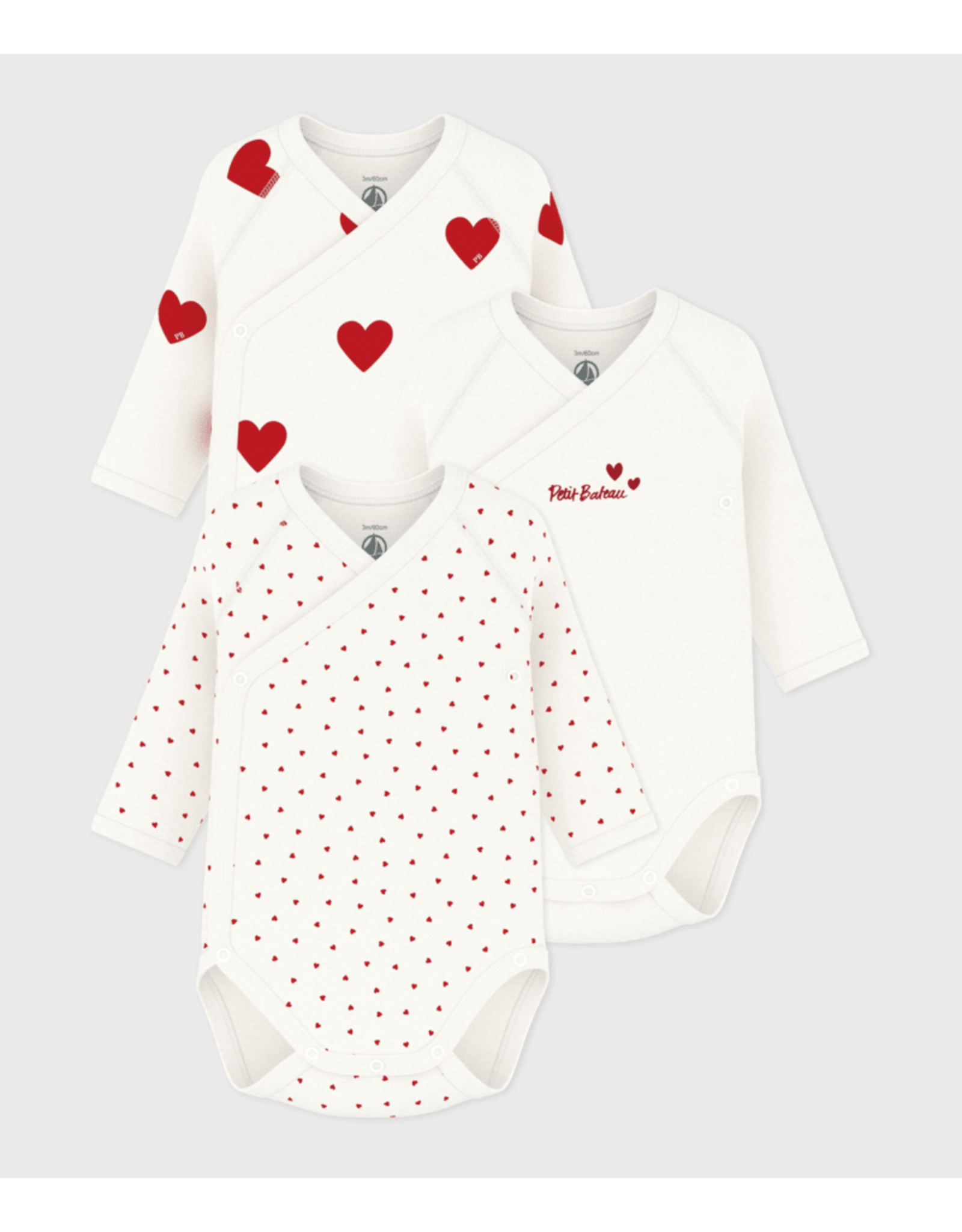 Petit Bateau 3 BODIES NAISS ML hart  varianNAI