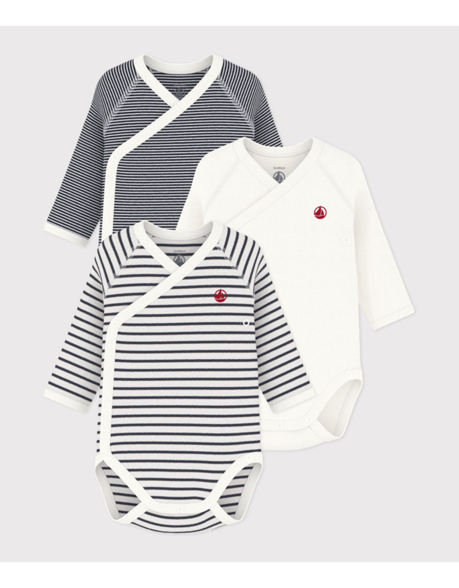 Petit Bateau 3 BODIES NAISS ML mix   varianNAI