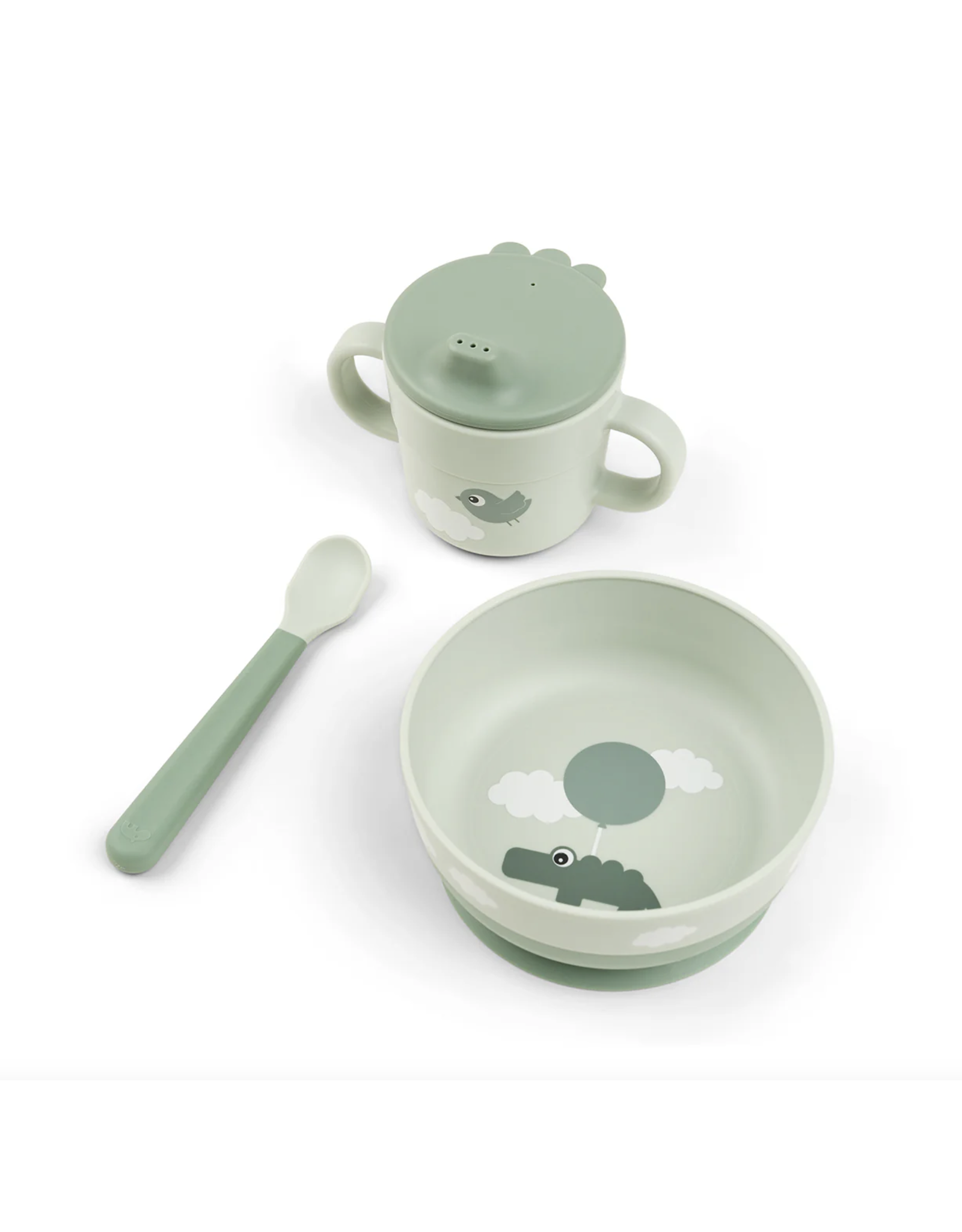 Done by Deer Foodie first meal set Happy clouds Green