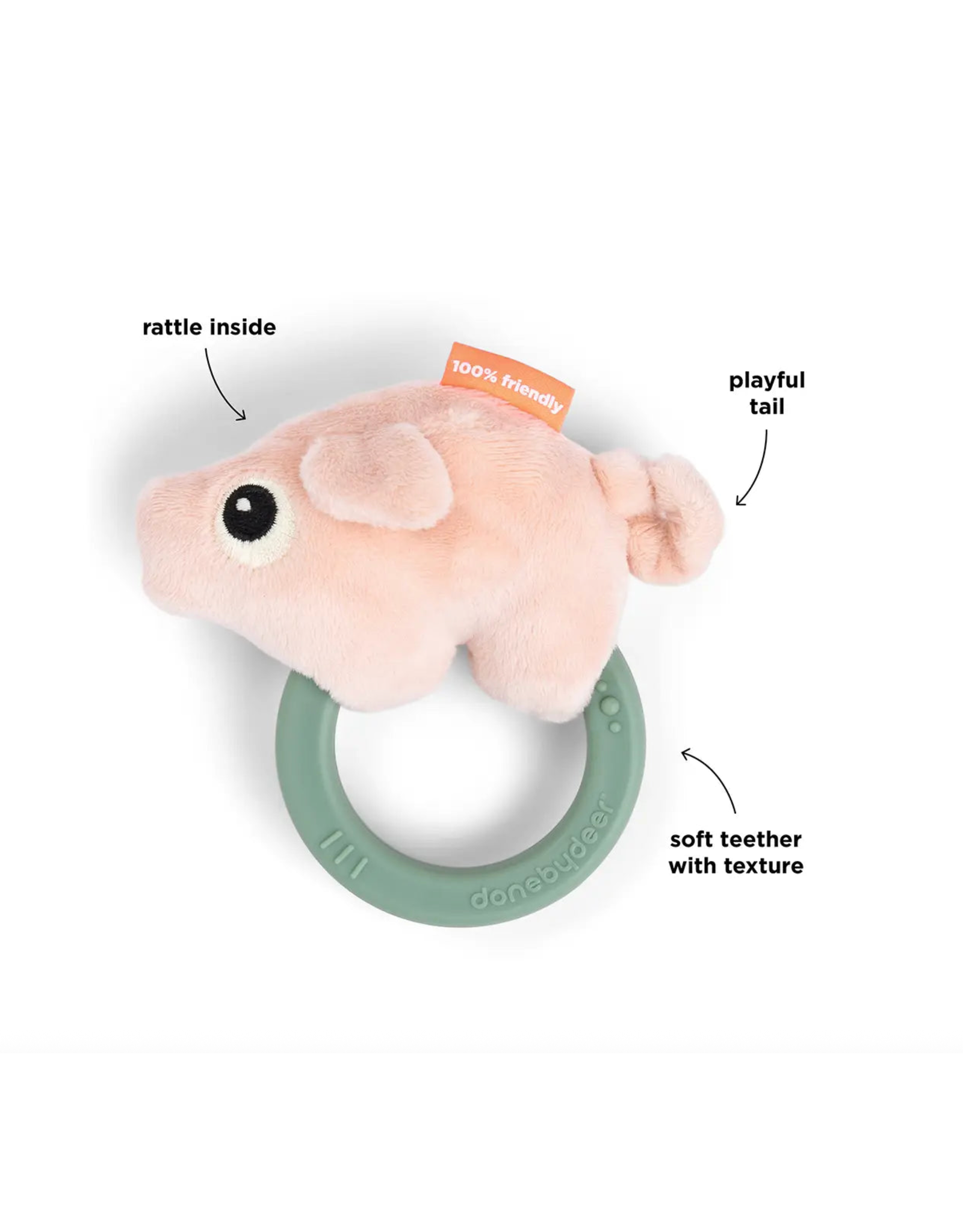 Done by Deer Sensory rattle w/teether Pigee colour