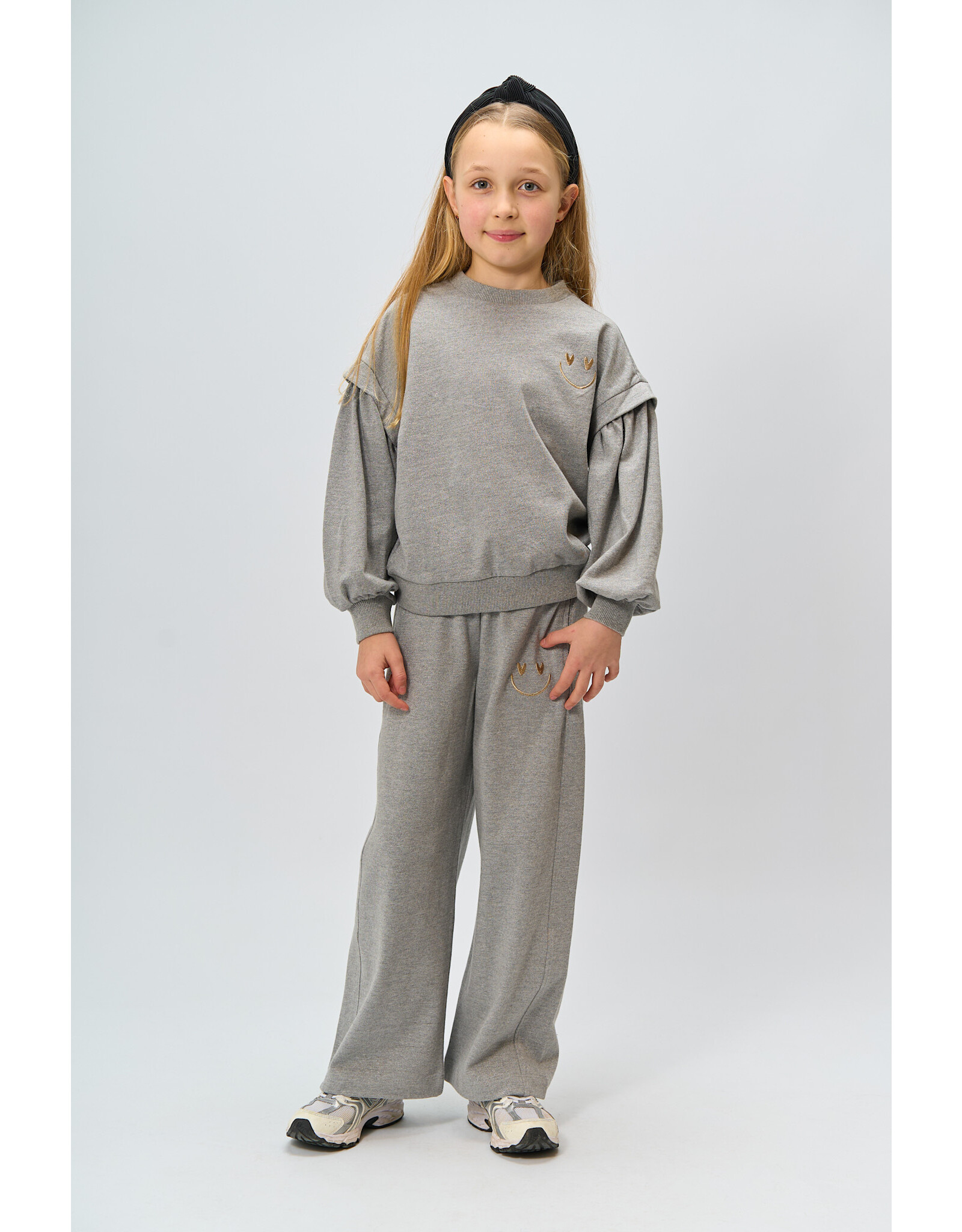 THE NEW TNRenata Wide Glitter Sweatpants Light Grey Melange