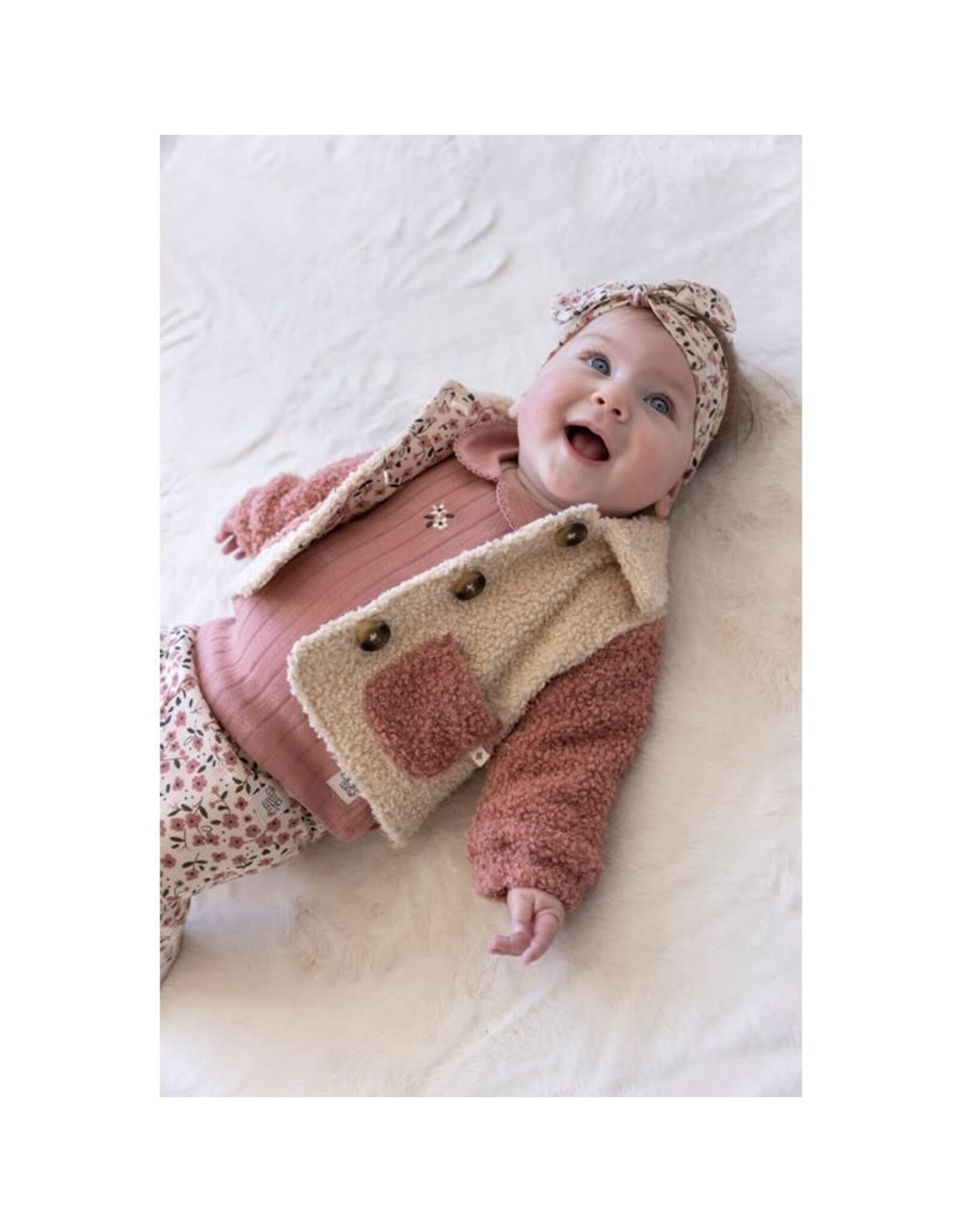 Feetje Bouclé jasje - Woodland Bloom Offwhite