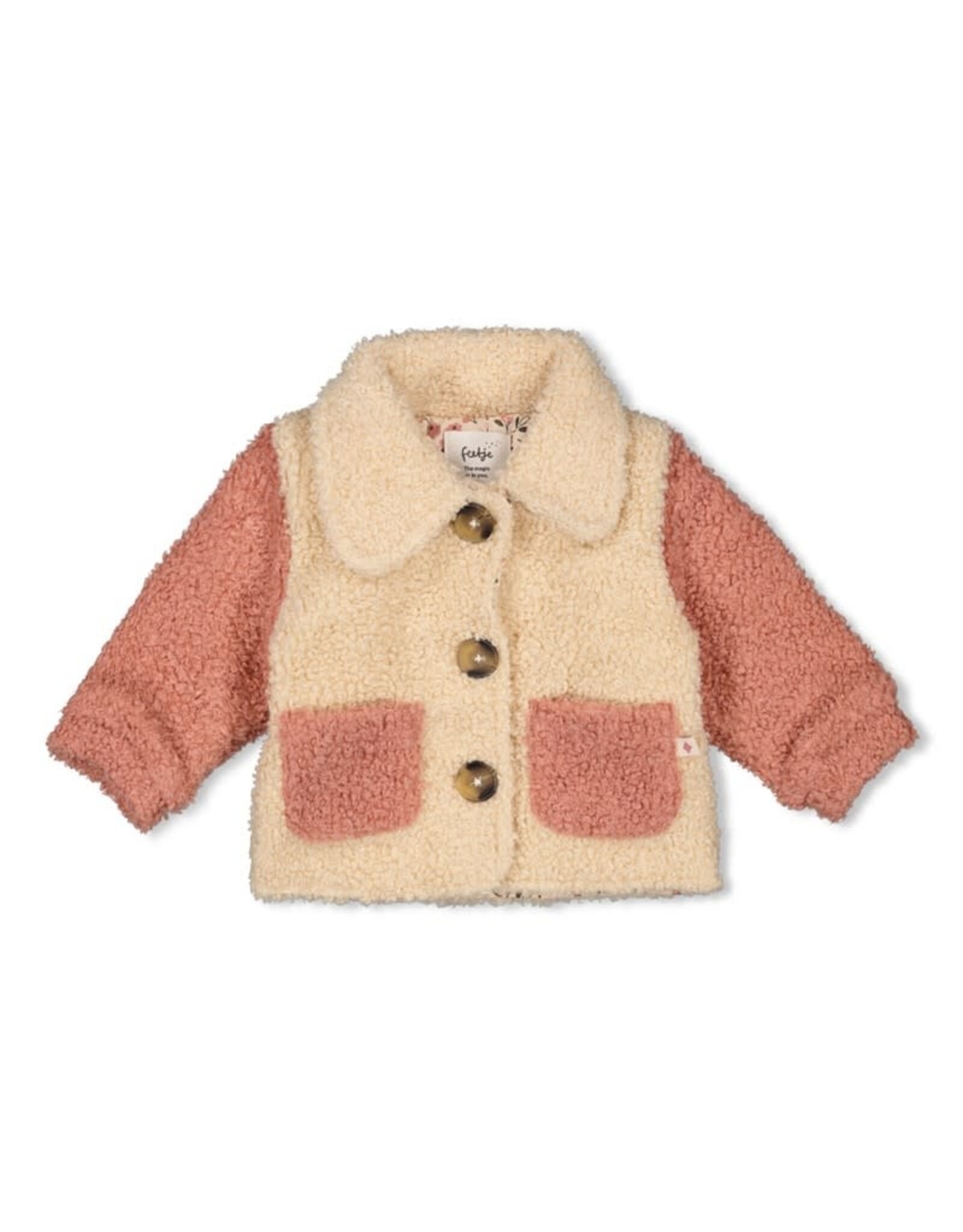 Feetje Bouclé jasje - Woodland Bloom Offwhite