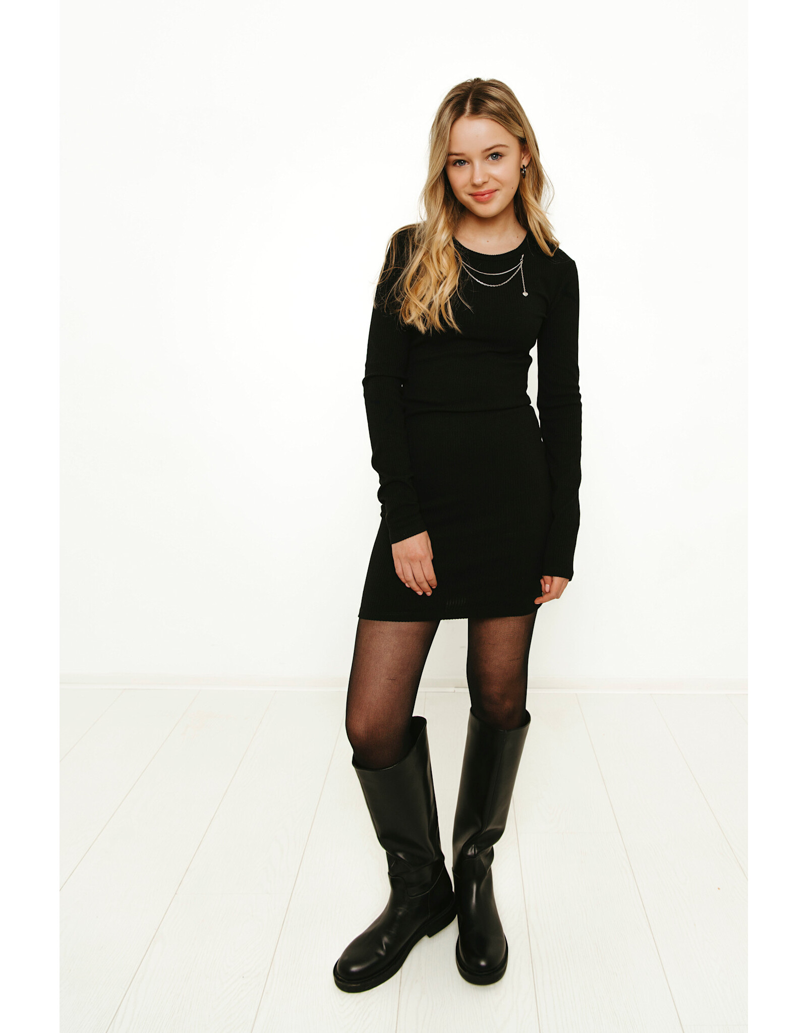 FRANKIE&LIBERTY Tessa Necklace Rib Dress 03 BLACK