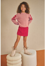 Nono Kem Melange Knitted Sweater with Flower embro Cerise Pink