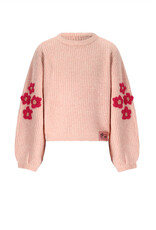 Nono Kem Melange Knitted Sweater with Flower embro Cerise Pink