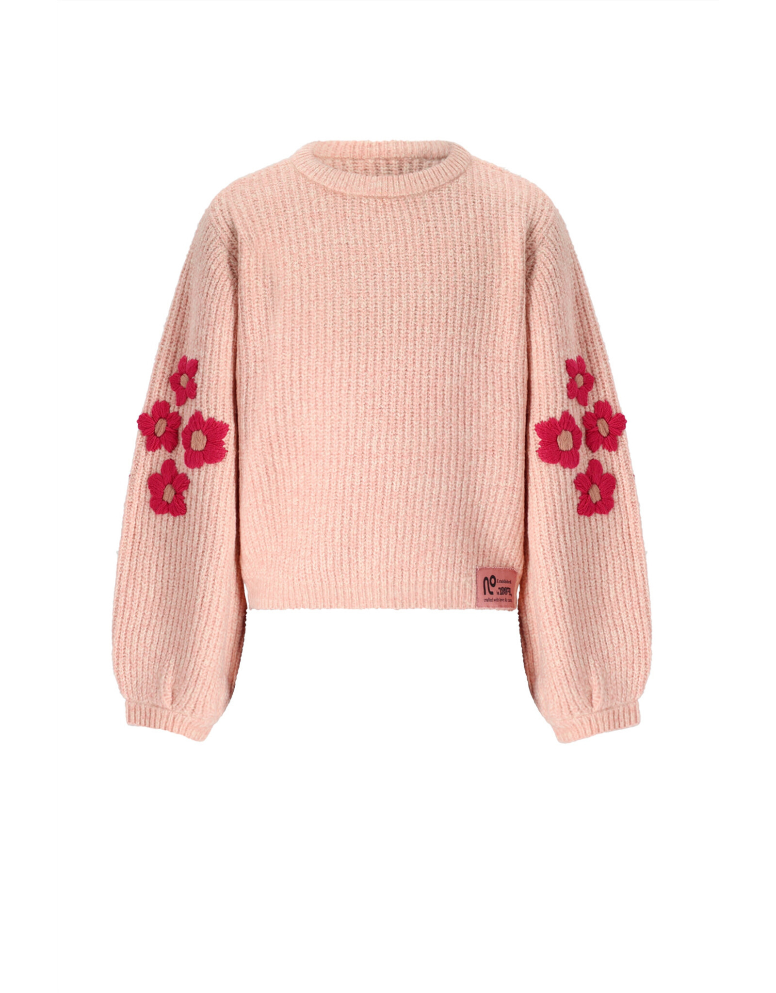 Nono Kem Melange Knitted Sweater with Flower embro Cerise Pink