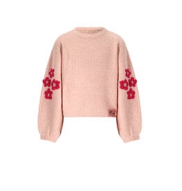 Nono Kem Melange Knitted Sweater with Flower embro Cerise Pink