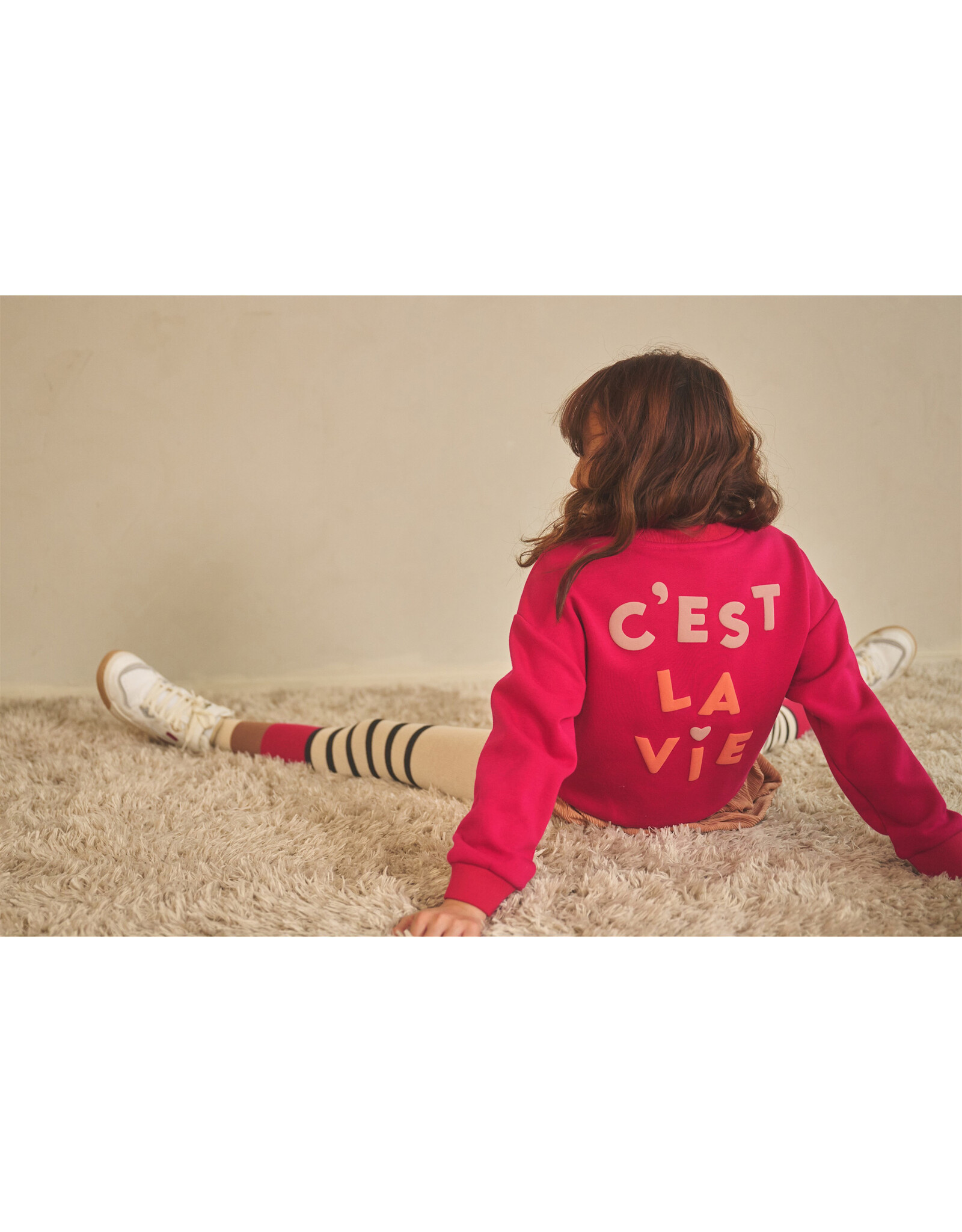 Nono Konono Furry Sweat with C'est La Vie artwork Cerise Pink