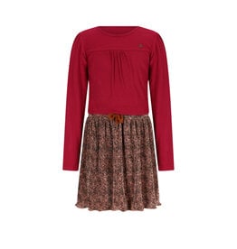 Nono Morly Combi Dress with RibJersey top+plissee AOP Leopard Skirt Taupe
