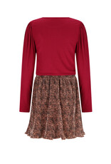 Nono Morly Combi Dress with RibJersey top+plissee AOP Leopard Skirt Taupe