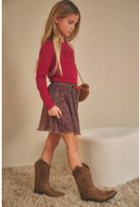 Nono Morly Combi Dress with RibJersey top+plissee AOP Leopard Skirt Taupe