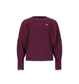 Like Flo Eloise Flo girls top with rib body and balloon sleeves Cherry Like Flo Eloise Flo girls top with rib body and balloon sleeves Cherry