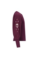 Like Flo Eloise Flo girls top with rib body and balloon sleeves Cherry Like Flo Eloise Flo girls top with rib body and balloon sleeves Cherry