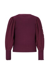 Like Flo Eloise Flo girls top with rib body and balloon sleeves Cherry Like Flo Eloise Flo girls top with rib body and balloon sleeves Cherry