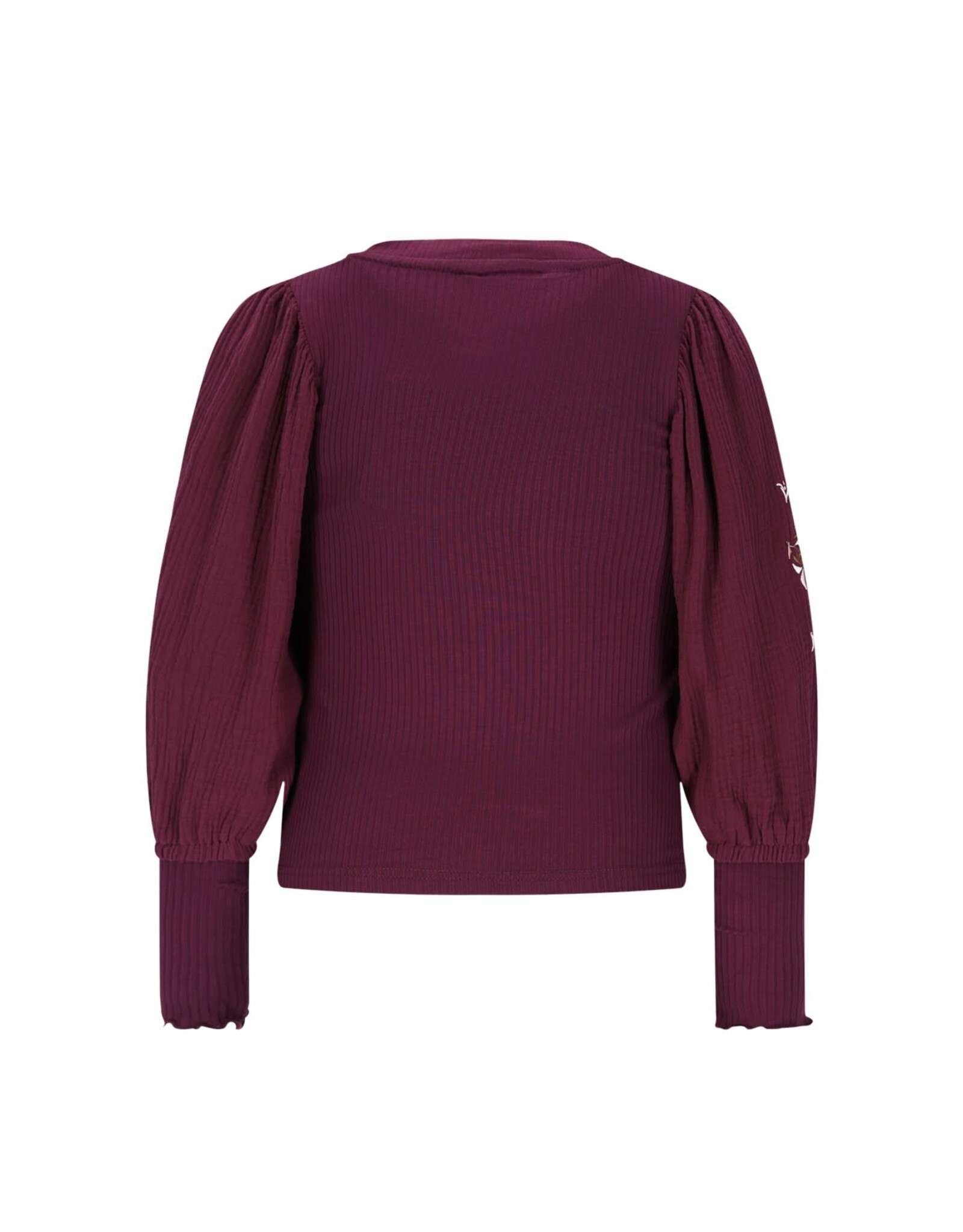 Like Flo Eloise Flo girls top with rib body and balloon sleeves Cherry