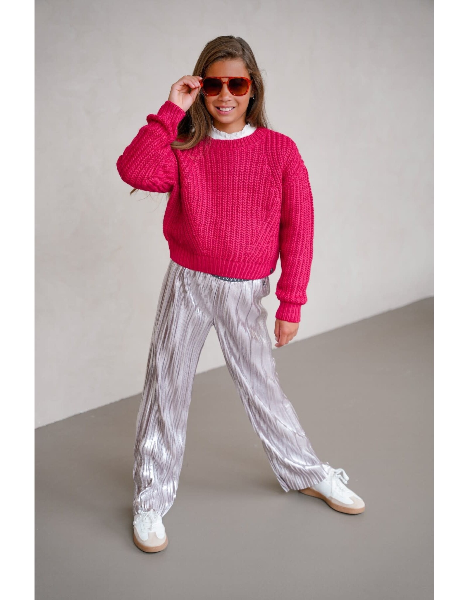 Like Flo Folly Flo girls plissé glitter pant Silver