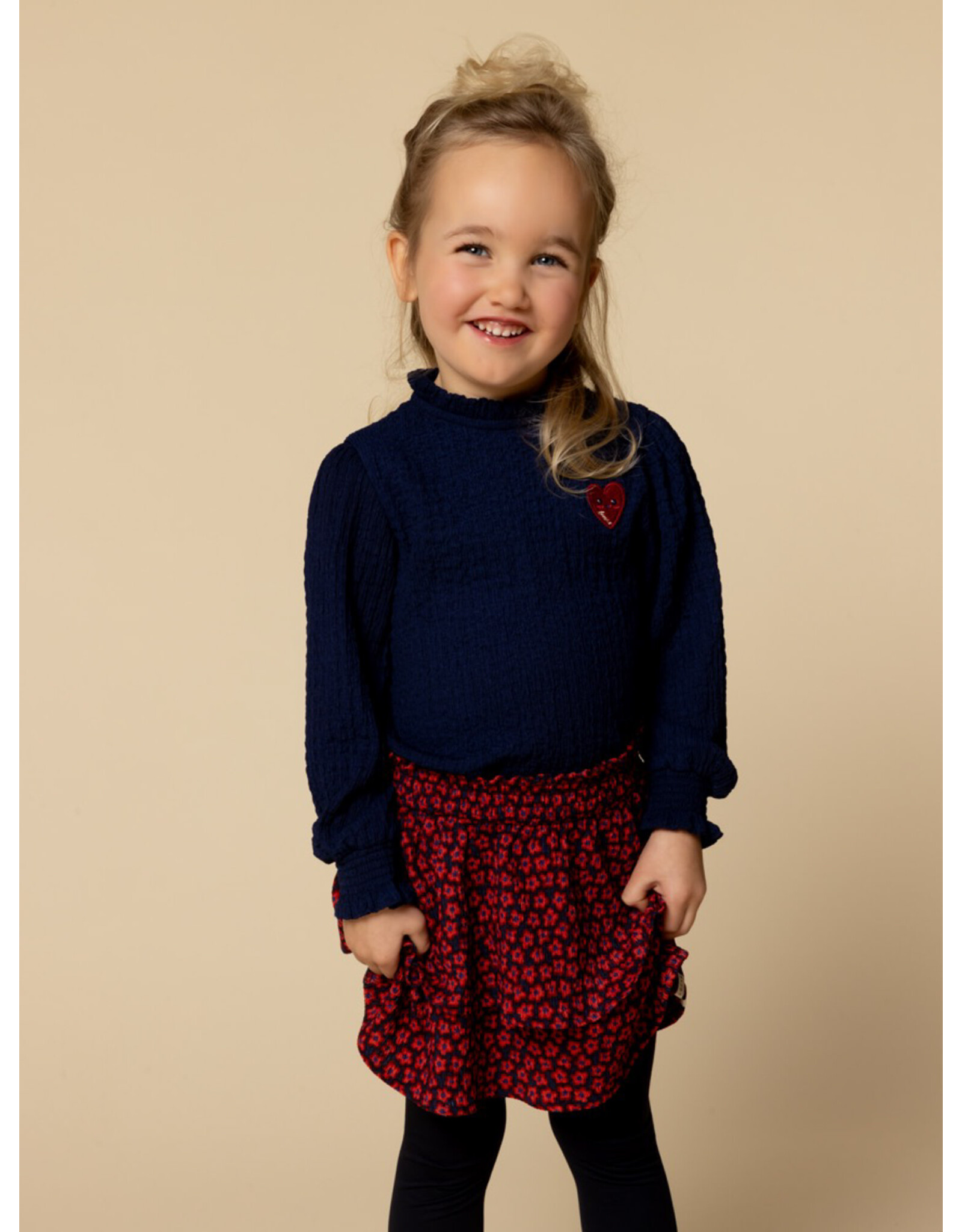 Little Looxs Little crinckle top with ruffles Dark blue