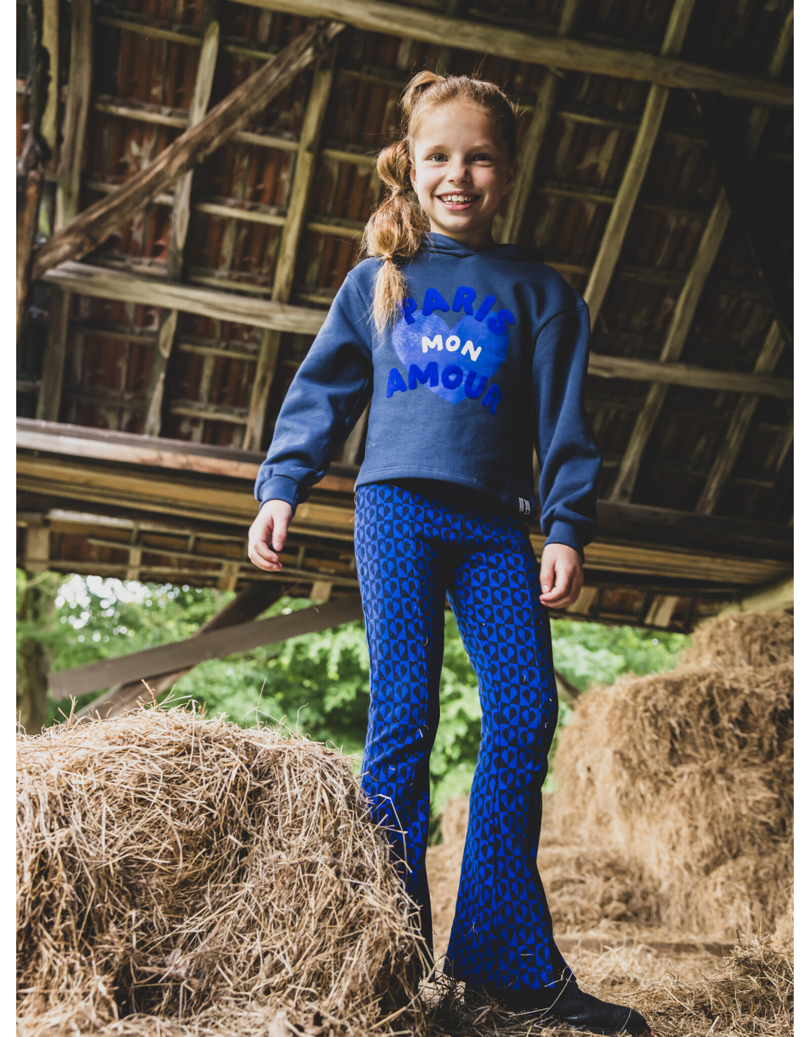 Little Looxs Little jaquard flaire pants Blue hearts