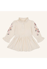 NAVY NATURAL Madee dress almond velvet with broderie flowers