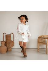 NAVY NATURAL Madee dress almond velvet with broderie flowers