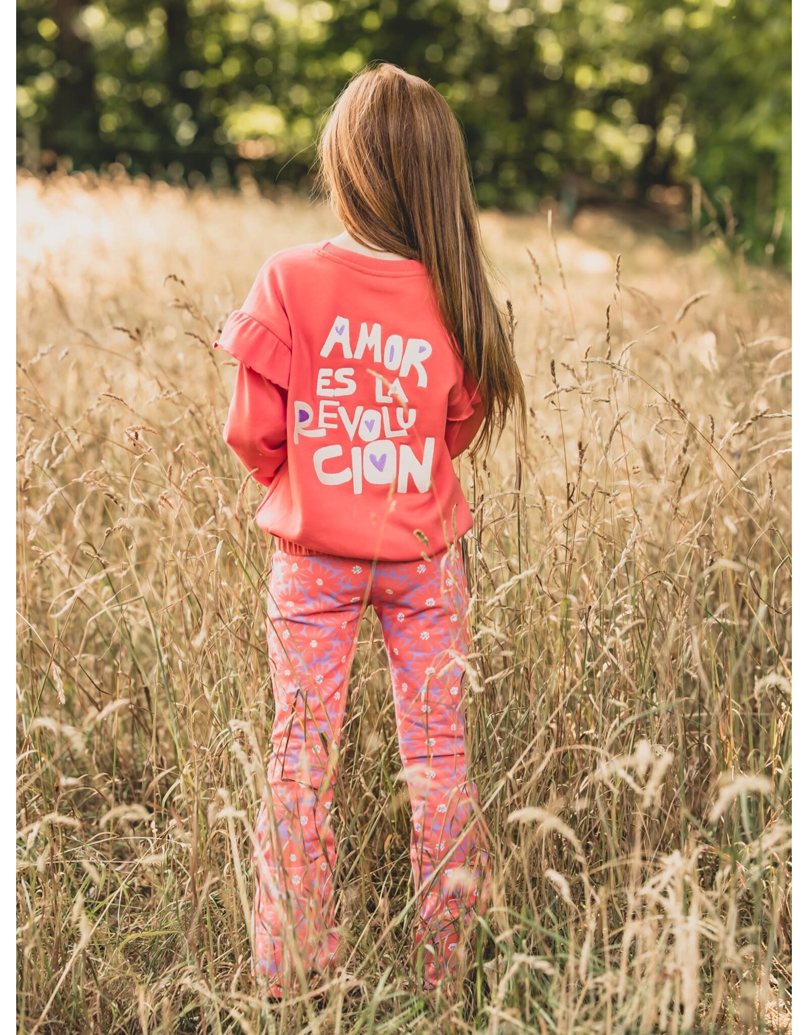 Little Looxs Little Printed Ruffle Sweater Coral z26