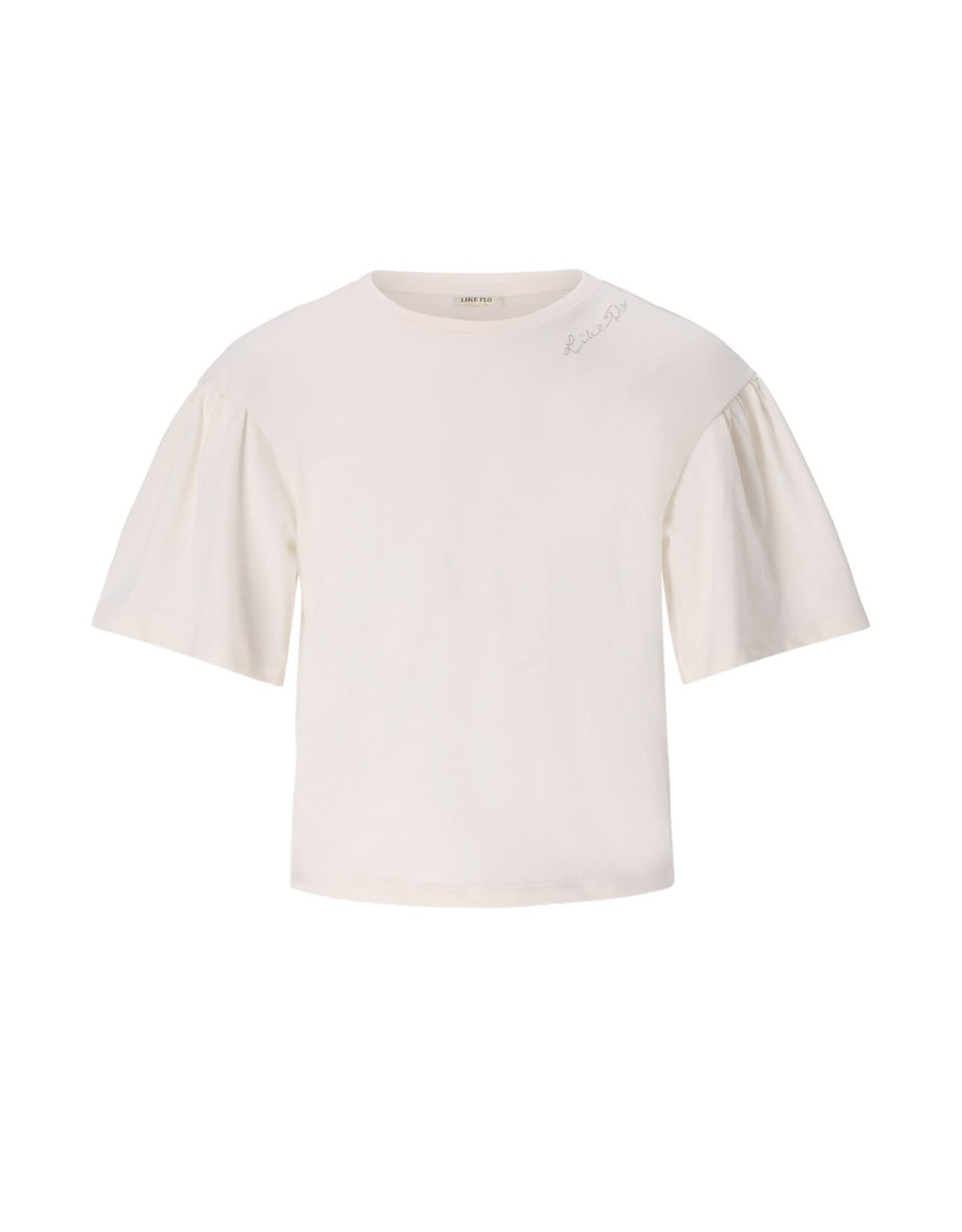 Like Flo Estelle Flo girls tee with ruffle sleeves Off white