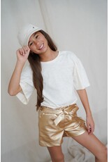 Like Flo Estelle Flo girls tee with ruffle sleeves Off white