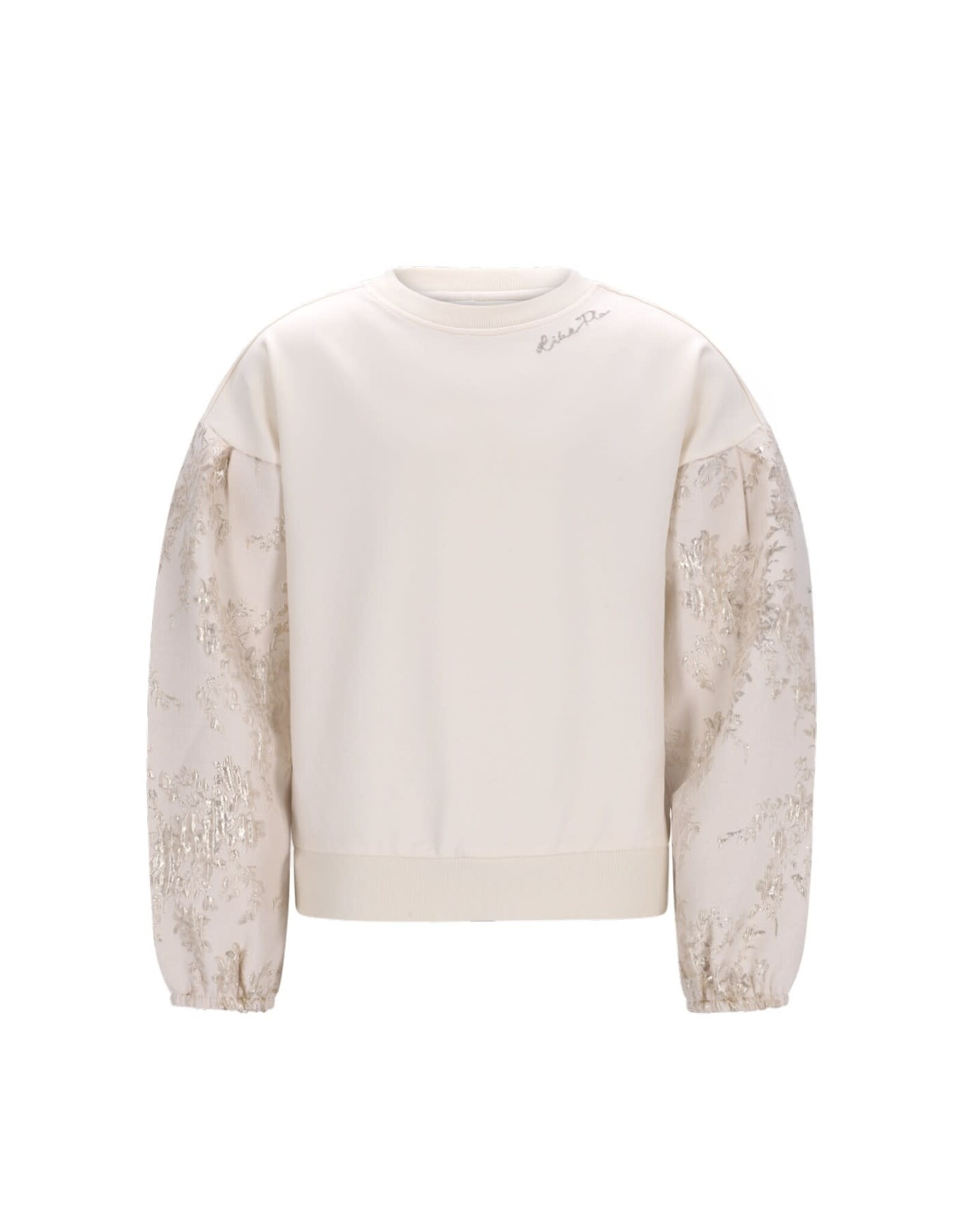 Like Flo Dolly Flo girls sweater with jacquard sleeves Off white