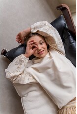 Like Flo Dolly Flo girls sweater with jacquard sleeves Off white