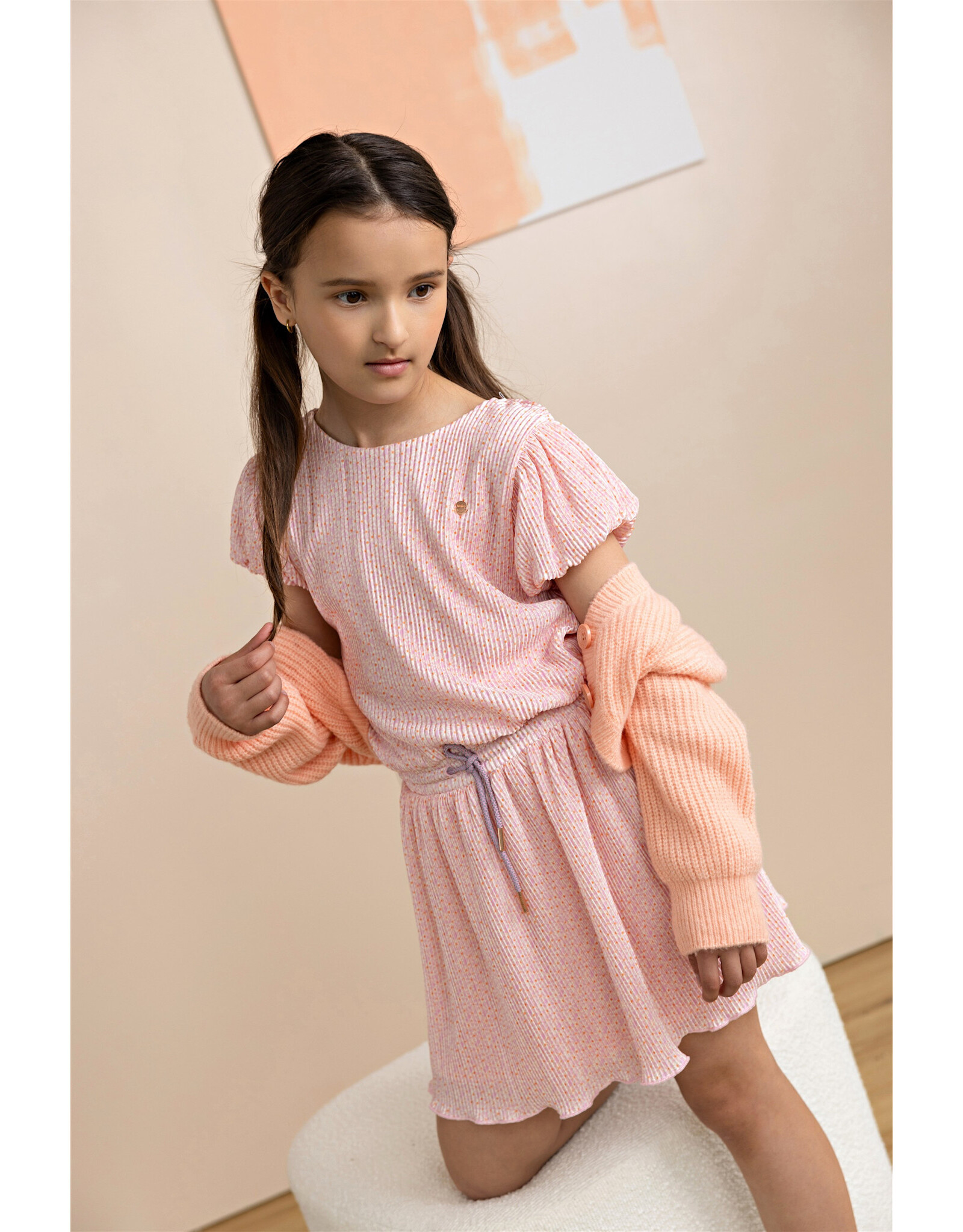 Nono Miron AOP Plissee Dress S/SL Vintage Pink