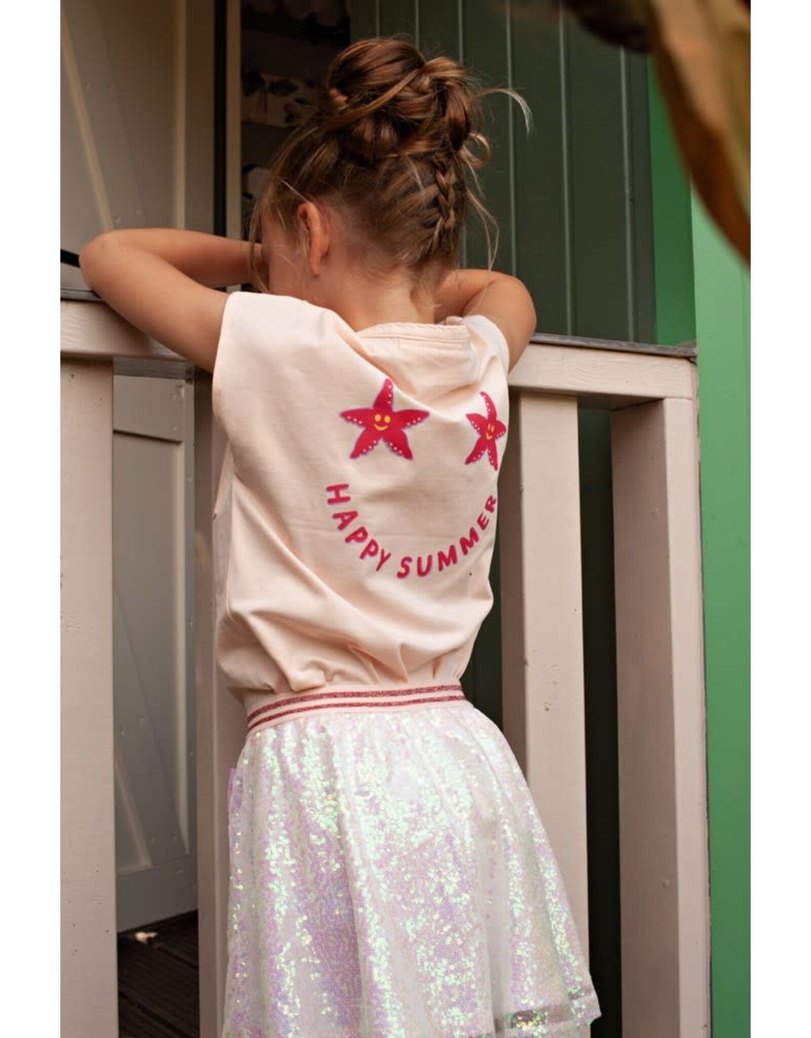 Jubel T-shirt met backprint - Lazy Lagoon l.Roze