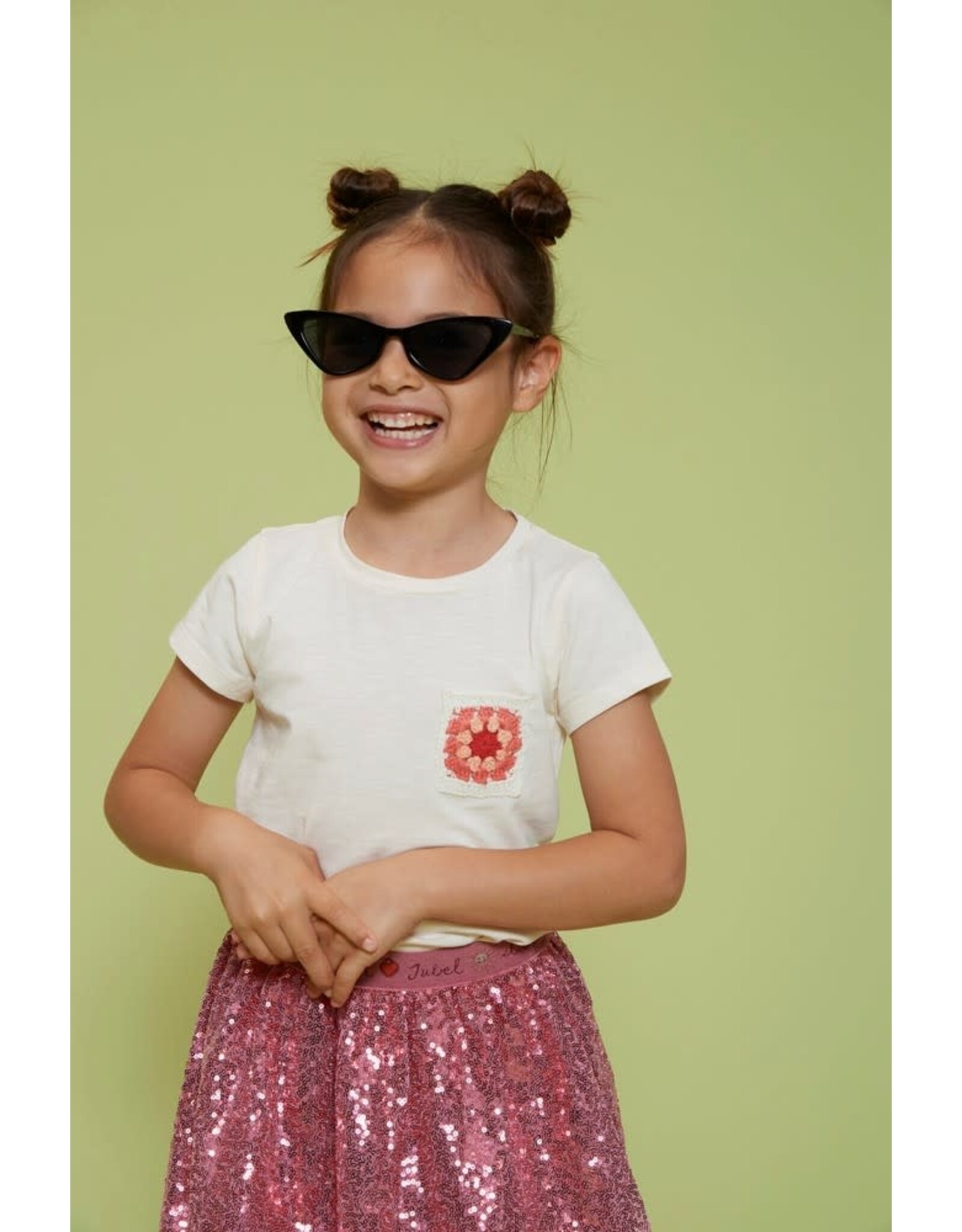 Jubel T-shirt met crochet zakje - Salsa Sunset Offwhite