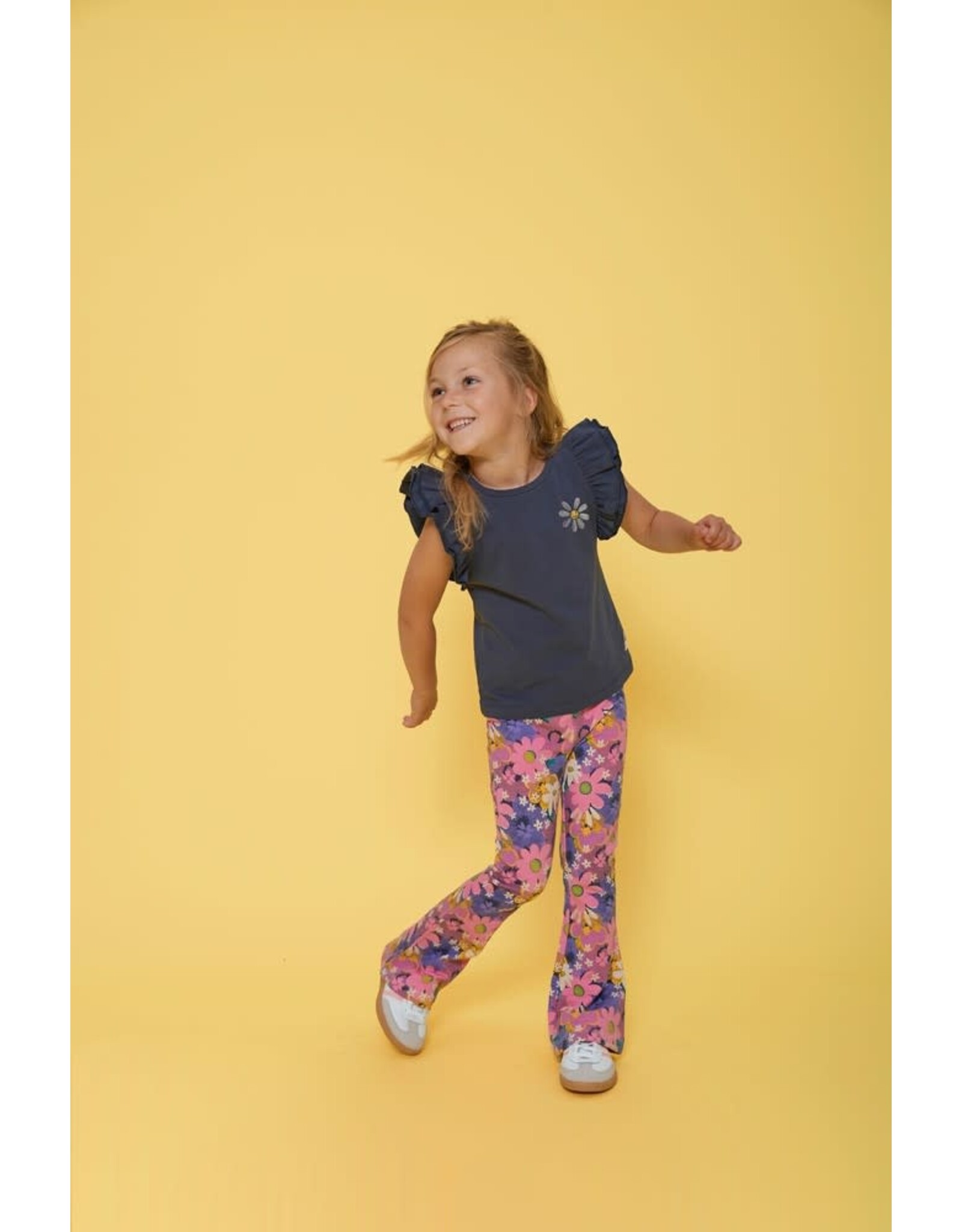 Jubel Flared broek AOP - Rolling into Spring Roze