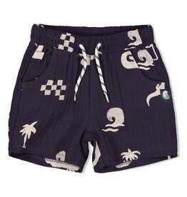 Feetje Short mousseline AOP - Lagoon Legends Indigo