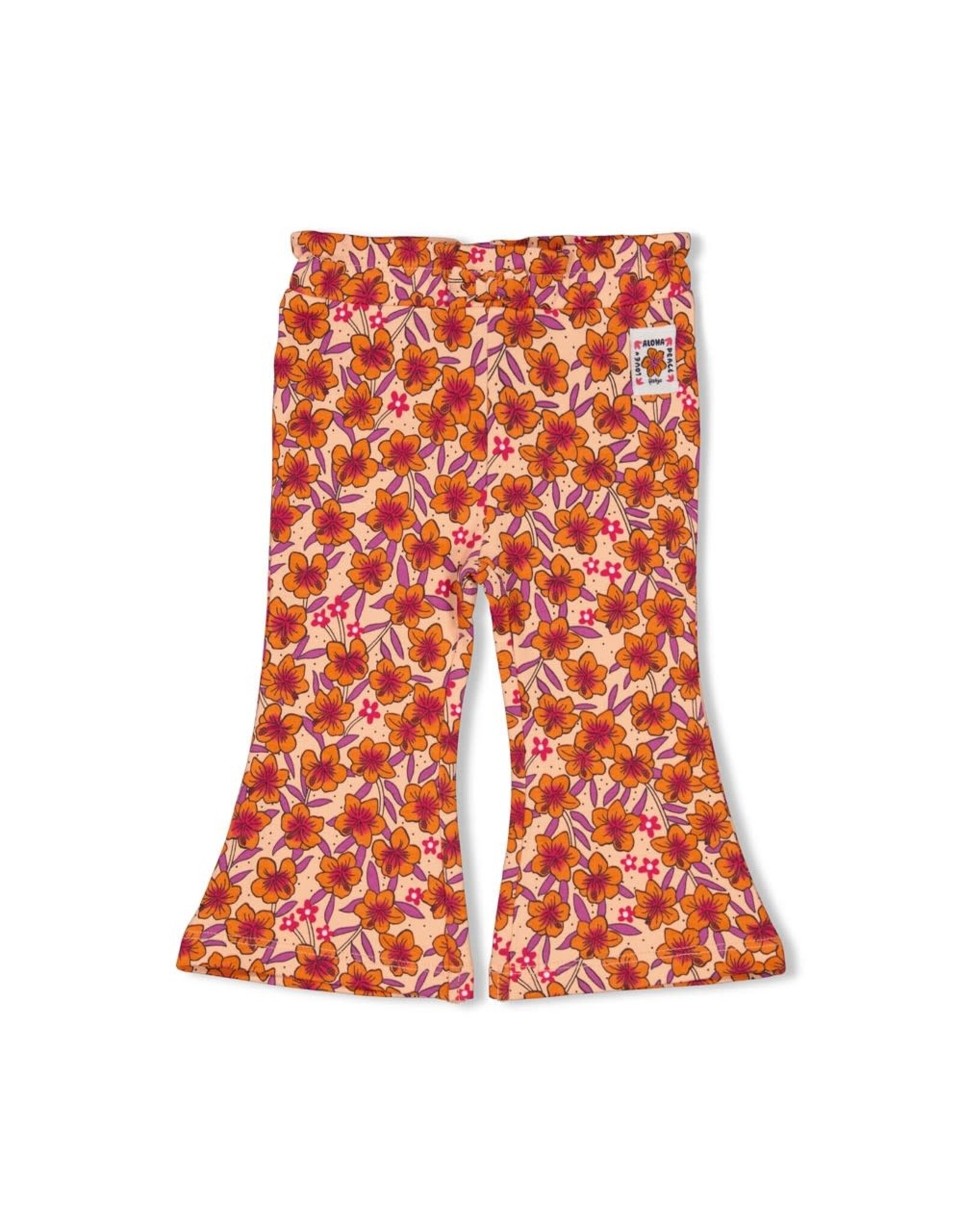 Feetje Flare broek AOP - Love Peace Aloha Perzik
