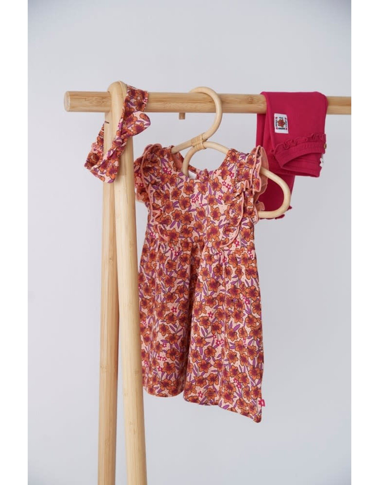 Feetje Jurk AOP - Love Peace Aloha Perzik