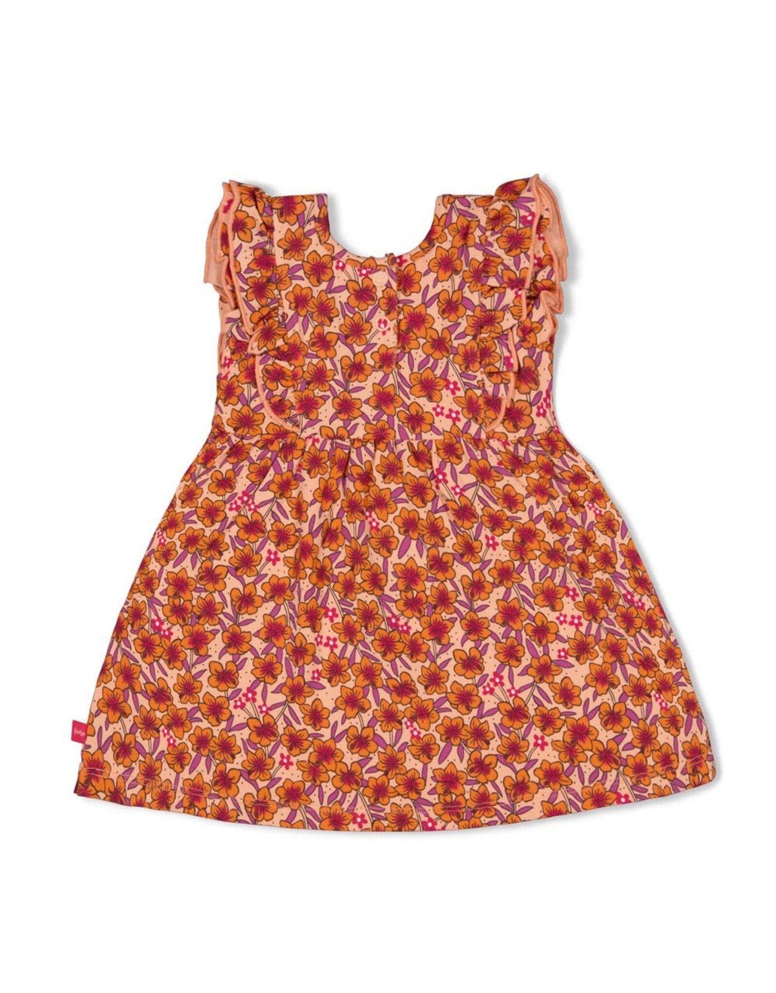 Feetje Jurk AOP - Love Peace Aloha Perzik