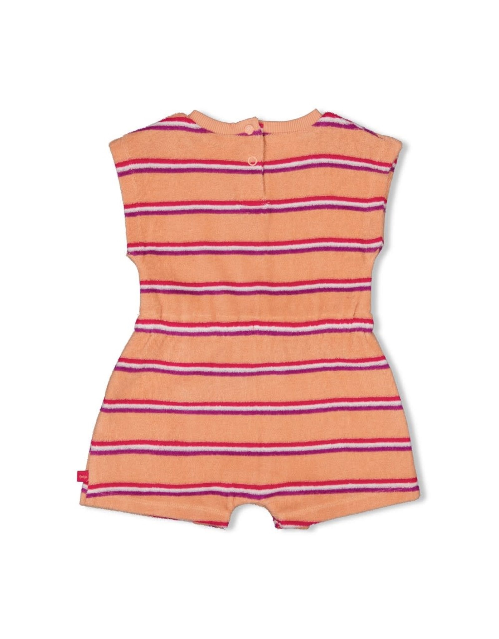 Feetje Playsuit streep badstof - Love Peace Aloha Perzik