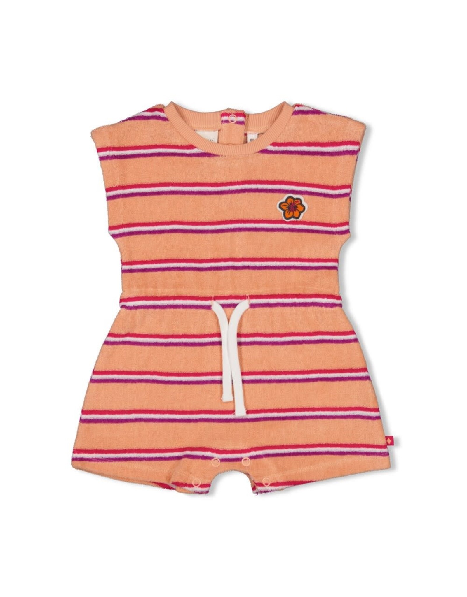 Feetje Playsuit streep badstof - Love Peace Aloha Perzik